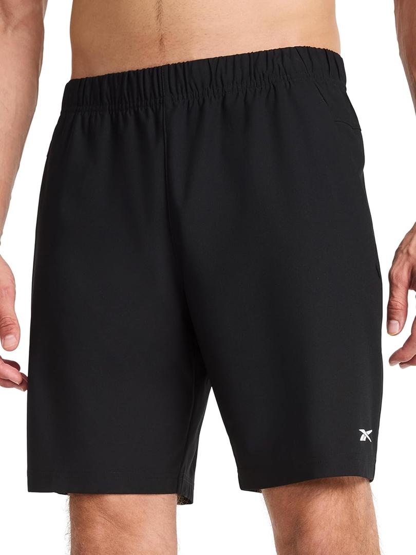 Reebok Men's Jumpstart 8 Short, Standard Fit, Lightweight Poly Fabric (Black, L)
