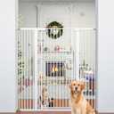 51" Extra Tall Cat Gate 30"-49.27" Wide, Auto Close, Pressure Mounted, for Cats & Small Dogs, Hallway, Stairs, Kitchen, Not Baby Gate,White