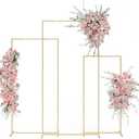 PLYFOU Wedding Arch Stand 3 Set (6.2FT, 5.2FT, 4.3FT) Metal Arch Backdrop Stand, Light Gold Backdrop Stand, Square Backdrop Arch Frame for Birthday Party Ceremony Outdoor Indoor Celebration Decoration