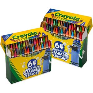 Crayola Washable Crayons for Kids - 64ct (2 Boxes), Classroom School Supplies, Bulk Crayons for Toddlers, Spring Arts & Crafts 