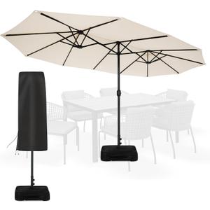 Sundale Outdoor Olefin 5-Year-Non-Fading 15 ft Patio Umbrella with Sand Bag Base and Cover, Large Outdoor Double-Sided Umbrella