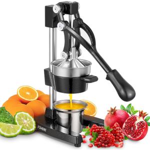 FOHERE Orange Juicer Squeezer, Cast Iron Lemon Squeezer, Commercial Citrus Juicer Hand Press for Orange, Lemon, Pomegranate, Grapefruit, Easy to Clean Citrus Squeezer with a Stainless Steel Cup