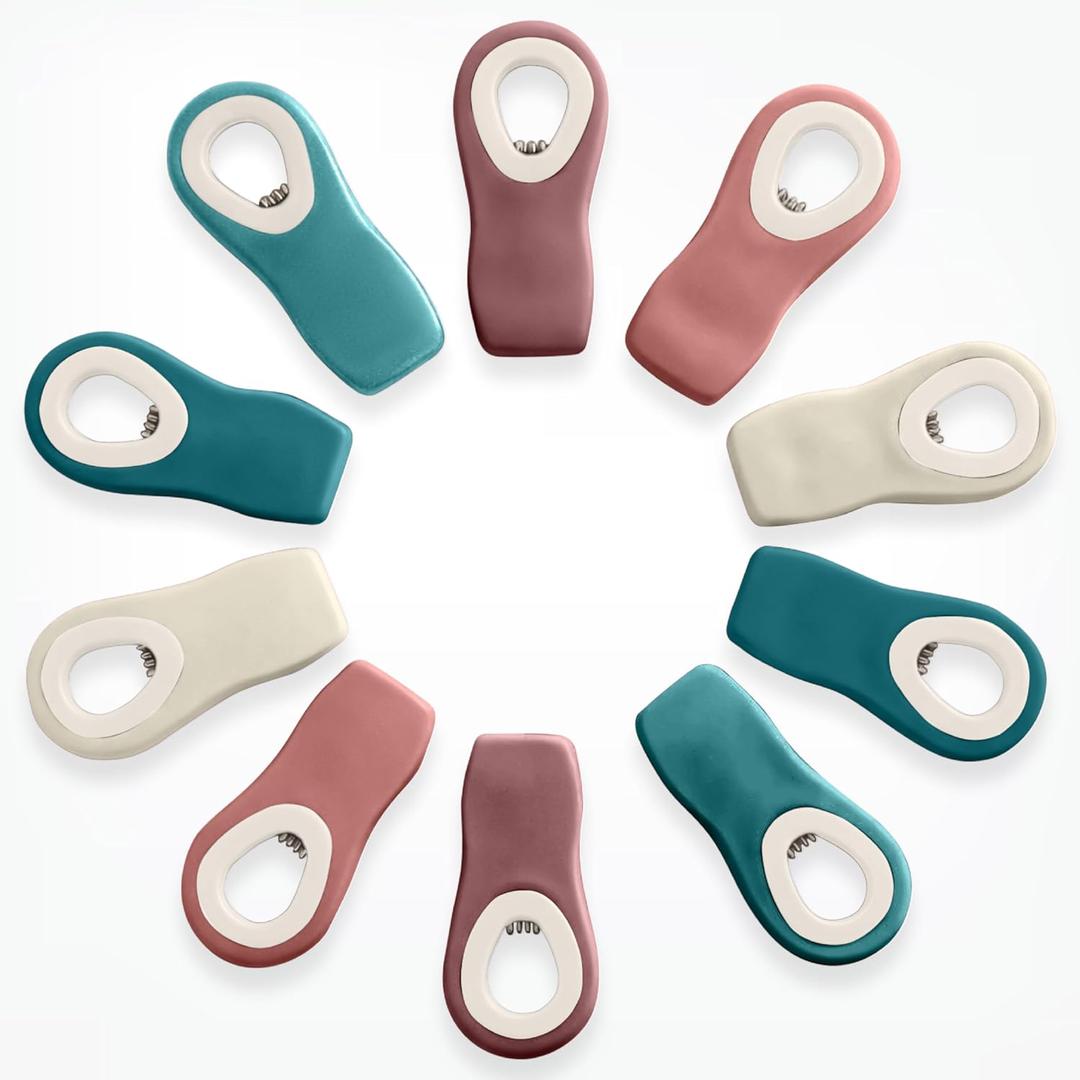 COOK WITH COLOR Bag Clips with Magnet- Food Clips, Chip, Bag for Food Storage with Airtight Seal Grip for Bread, Snack and Food Bags (Teal and Mauve, Pack of 10)