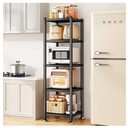 PXRACK 5-Tier Kitchen Storage Shelves, Adjustable Metal Shelves for Storage Pantry Shelves with Rolling Wheels, Storage Rack Shelving Unit Organizer for Bedroom Laundry Closet