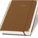 Aesthetic Thick Spiral Notebook Journal For Women in B5 Format - Stylish Linen Hardcover College Ruled Note Book w 300 Lined Pages - Cute Supplies For Bible Study & Staying Organized at Work or School (Camel)