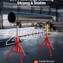 VEVOR Heavy-Duty V-Head Pipe Stand for 1/8"-12" Pipes Supporting | 2500 lbs Load Capacity, 28-52" Height Adjustment, Folding & Portable Design, for Pipe Threading, Cutting, Grooving, Welding, Red