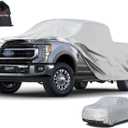 Kayme Full Size Truck Cover Waterproof All Weather - See Vehicle Size Chart - 6 Layers Heavy Duty Outdoor Pickup Cover Sun Uv Rain Protection, Universal Fit Ford F250 F350 etc, Length Up to 261 inch. (Aluminum-Silver)