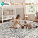 Washable 9x9 Square Area Rugs for Living Room Vintage Non Slip Grey