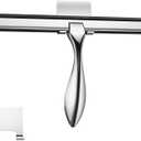 peafowl 10 inch Shower Squeegee Stainless Steel Bath Squeegee for Shower Glass Doors Bathroom Windows Kitchen Mirror and Car Glass with Hooks Holder (10 inch, Silver)