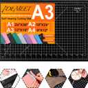 Density-upgraded 18"x12" Self Healing Cutting Mat, Idemeet Rotary Sewing Mat for Crafts, 5-Ply Blade Table Protector Cut Board for Fabric Leather Cutting Quilting Modeling Hobby Project, A3, Black