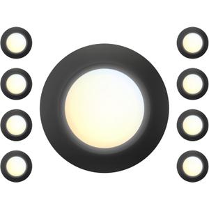 8 Packs 6 Inch Black 5CCT Field Selectable LED Low Profile Recessed & Surface Mount Disk Light, Round, 15W, 920 Lumens, CRI80, 27K-30K-35K-40K-50K, Driverless, Dimmable, ETL & Wet Listed (6inch, 5CCT Black)