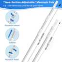 12FT Telescopic Pool Pole, Pool Skimmer Pole Heavy Duty, Adjustable 3 Piece Expandable Step-Up, Universal Pole for Skimmer Nets, Rakes, Brushes, Vacuum Heads Cleaning.