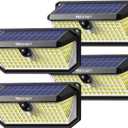 TECKNET 4200Lm 416 LED Solar Motion Lights Outdoor Waterproof, 300 Angle & 3 Lighting Modes Motion Sensor Light Outdoor, 4 Pack Security Solar Lights IP66 for Fence Front Door Yard Deck Garden Garage