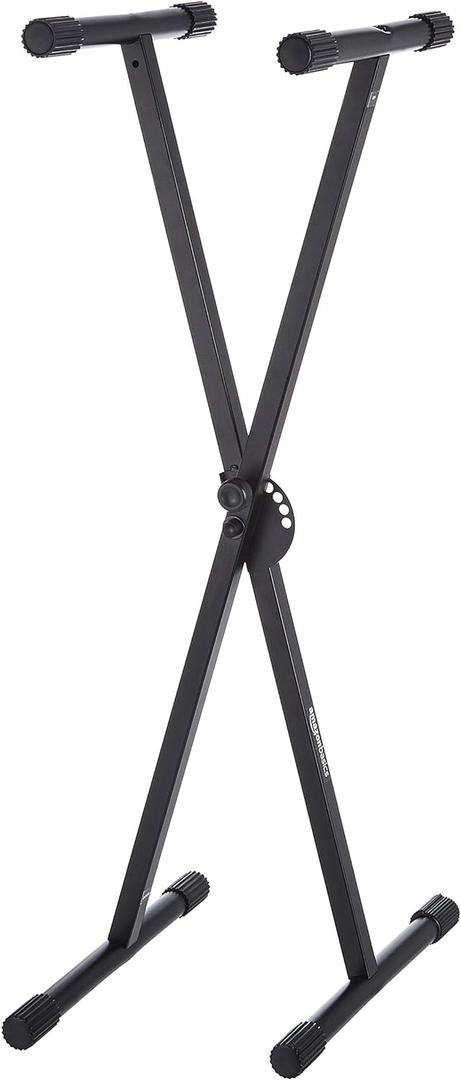 Amazon Basics Keyboard and Piano Stand, Adjustable Height, Portable Single-X-Shape, Stable Steel Construction, Black