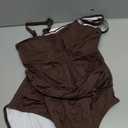 Womens Mesh One Piece Swimsuits Ruched Tummy Control Bathing Suit Modest Full Coverage Slimming Swim Suit (Brown, L)