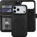 Bocasal Detachable Wallet Case for iPhone 17 Pro Max RFID Blocking Card Slots Holder Premium PU Leather Magnetic Kickstand Shockproof Wrist Strap Removable Flip Protective Cover 5G 6.9 inch (Black)