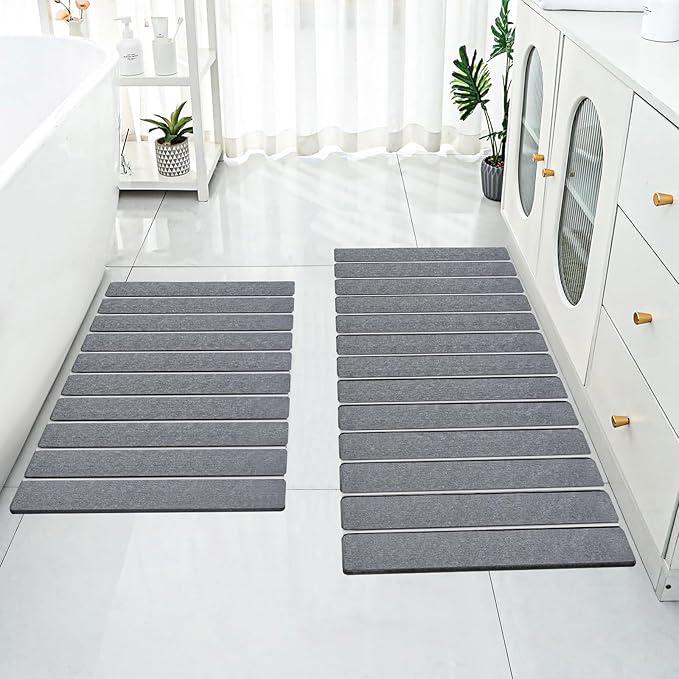 Cuckan 2 Pack Foldable Stone Bath Mats for Bathroom Super Absorbent Diatomaceous Earth Bath Mat Quick Dry Bath Rug Drying Mats with Non Slip Shower Rug Tub Shower Mat