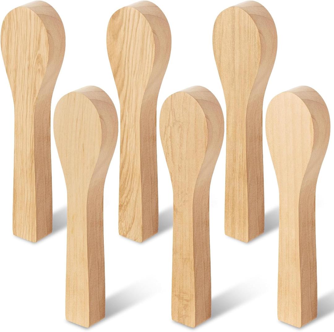 6Pcs Wood Spoon Blank Carving Kits, Unfinished Wood Spoon, 6.5IN Blanks Carving Wooden for Handicraft Enthusiasts