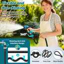 Garden Hose 100FT Non-Expanding, Lightweight Hose With 10-Function Nozzle, Leak-Proof No-Knot, Easy to Carry, Wear-Resistant, Sturdy 3/4GHT Flexible Water Hose for Outdoor (Black with Nozzle)