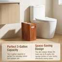 3 Gallon Wood Trash Can, Solid Wooden Trash Can with Plastic Liner, Handmade Slim Small Trash Can with Handle Fits Narrow Spaces, Decorative Wastebasket for Bathroom, Bedroom, Office, Kitchen