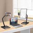 RENYUSKY iPad Stand Tablet Holder Portable Monitor Mount Adjustable for Desk Bed Home Office Magnetic Accessories, for 16" iPad Pro 12.9, Air/Mini, Samsung Galaxy Tabs Z Fold Kindle Fire