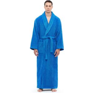 Arus Men's Shawl Collar Robe, Turkish Terry Cotton Bathrobe with Regular and Full Length Options (XXL)