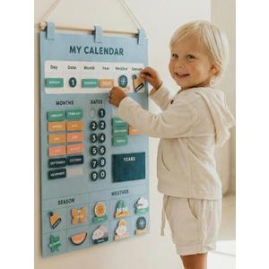 Beautiful Toddler and Kids Calendar - Perfect Homeschool Supplies With Months, Days of the Week, Season and Weather - Cute Play Room Decor Essentials for Preschool Learning & Organization (Mint)