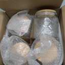 ANSQU Set of 4 Vintage Glass Airtight Storage Jars, 17 FL OZ Glass Storage Containers with Bamboo Lids, Canning Jar for Kitchen Counter, Pantry, Cookie, Coffee, Tea, Sugar, Cute Jars