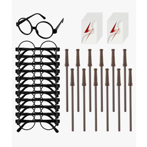 Wizard Theme Party Favors - Wand Pencils Wizard Glasses with No Lenses Lightning Bolt Scar Temporary Tattoo for Teen Kid Student Magic Birthday Party Favors Halloween Decor School Rewards Black 40 Pcs Wizard Theme Party Favors - Wand Pencils Wizard Glasses with No Lenses Lightning Bolt Scar Temporary Tattoo for Teen Kid Student Magic Birthday Party Favors Halloween Decor School Rewards Black 40 Pcs