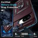 Janmitta Case Compatible with Google Pixel 9A Built in Slide Camera Lens Cover+Screen Protector+Finger Ring Holder Kickstand,Heavy Duty Shockproof Full Body Protective Phone Cover,Wine Red