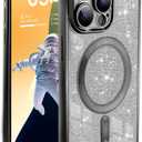 for iPhone 15 Plus Glitter Magnetic Case - Bling Chic Plating Clear Case - iPhone 15 Plus Shockproof Girls Cases Covers with Full Camera Protection for Women, Black