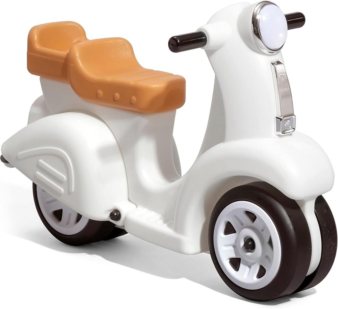 Step2 Ride Along Scooter Kids Push Car, Foot Powered Ride On Toy, Practice Balance with 4 Wheels, Made of Durable Plastic, Max Weight 40 lbs., For Toddlers 1.5-4 Years Old, White (Child)