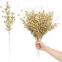 24 Pack Christmas Tree Decorations Picks and Sprays, Christmas Ornaments Artificial Glitter Berry Stems Branches Picks Twigs for Xmas Tree Vase Filler Home Holiday Decor (Gold-A)