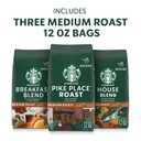 Starbucks Ground Coffee, Medium Roast Hot or Iced Coffee, Variety Pack, Three 12 oz Bags (EXP 08/04/26)