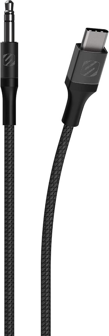 Scosche CAUXB4-SP AUX to USB-C Braided Audio Cable, 4 Feet, Space Gray