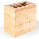 Bamboo Trash Can with Bin Liner Built-in Frame and Premium Lid - Wooden Bathroom Trash can, Bamboo Wastebasket for Bathroom, Bedroom, Living Room, Kitchen or Office