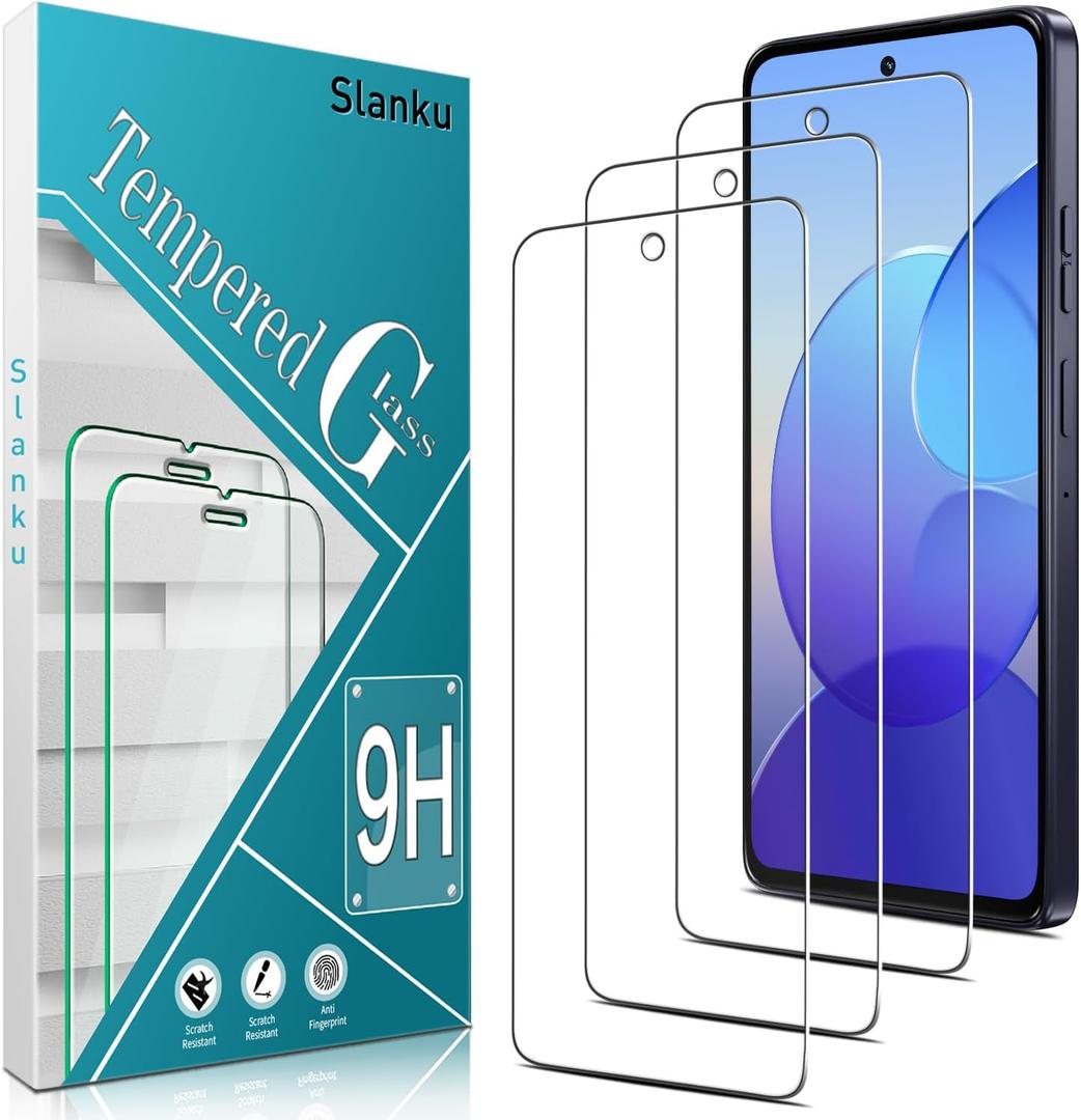 Slanku (3 Pack for Moto G Power 5G 2025 Screen Protector, 9H Tempered Glass, Touch Sensitivity, Scratch Resistant, Case Friendly