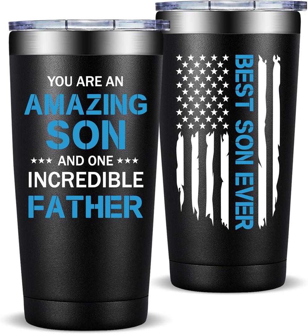 Fufandi Gifts for Son - Valentines Day Gifts for Son, Birthday Christmas Fathers Day Graduation Gift for Son Stepson BonusSon from Mom Dad Stepmom - Tumbler Cup 20oz