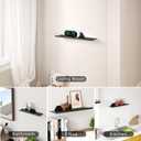 Floating Shelf for Wall, Off Center Metal Shelf for Decor, Modern Wall Shelf for Storage with Lip, Hanging Shelf for Living Room Bedroom Bathroom Kitchen Plants(Black, 20"), 20in
