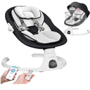 Electric Baby Swings for Infants to Toddler Baby Swing with 5-Speed 3-Seat Positions 5-Point Carabiner,with Bluetooth Music 10-Preset Melodies (Black White)