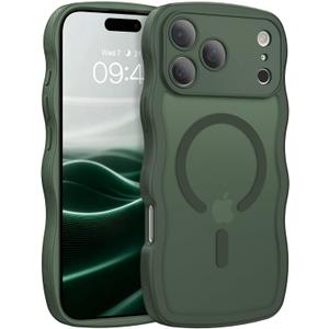 BENTOBEN Magnetic for iPhone 17 Pro Max Case, Cute Wavy [Full Camera Protection][Compatible with MagSafe] Matte Anti-Slip Bumper Women Girls Boys Protective Cover for 17 ProMax 6.9", Deep Green