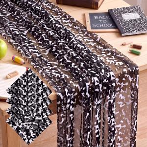 4 Pcs Back to School Table Runner 29 X 70 Inch Composition | Tulle Fabric for Teacher Desk, Bulletin Board Classroom Decor, Kindergarten Theme, Lightweight See-through Black White