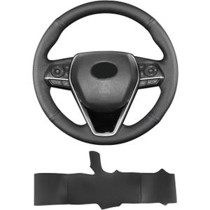 Hand Sewn Steering Wheel Cover,Fit for Toyota RAV4 SUV 2019-2024 / Avalon 2019-2022 / Camry 2018-2024 / Corolla 2020-2025,Non-Slip Breathable Microfiber Leather Steering Wheel Cover On Wrap