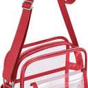 SPODEARS Clear Crossbody Bag for Stadium Events & Concerts - Adjustable Shoulder Strap Purse with 1 Bottle Holder (Medium, Red)