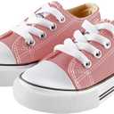 Mvlsoct Boys and Girl Low Top Canvas Kids Lace up Sneakers, Size 23