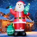 7ft Christmas Inflatable Santa Claus Holding Xmas Tree, Blow up Outdoor Christmas Decorations for Yard Lawn Party Holiday Decor