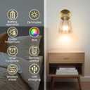 Vintage Battery Operated Wall Sconce Set of 2, Wireless Rechargeable Dimmable Wall Light with RGB Bulb and Remote for Bedroom, Vintage Gold Wall Lamp for Bedroom Living Room Hallway (Amber), 9.05in