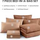 Monbix Oversized King Comforter Set - 7 Pieces Cationic Dyeing Autumn Leaf Bed in a Bag Bed Sets with Comforter, Sheets, Pillowcases & Shams, Reversible Bedding Comforters Sets