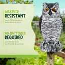 TRAYDER 2 Pack Fake Owl Decoys Large, 10.7" Outdoor Decorations Anti Bird Repellent Owls for Garden Deterrent, Scarecrow Horned Owl Statue Decoy to Scare Birds Away, Suit Backyard, Patio Decor