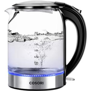 COSORI Speed-Boil Electric Tea Kettle, 1.7L Hot Water Kettle (BPA Free) 1500W Auto Shut-Off & Boil-Dry Protection, LED Indicator Inner Lid & Bottom, Transparent (1.8 Quarts)